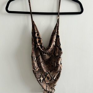 Snake Print Cowl Neck Bodysuit
